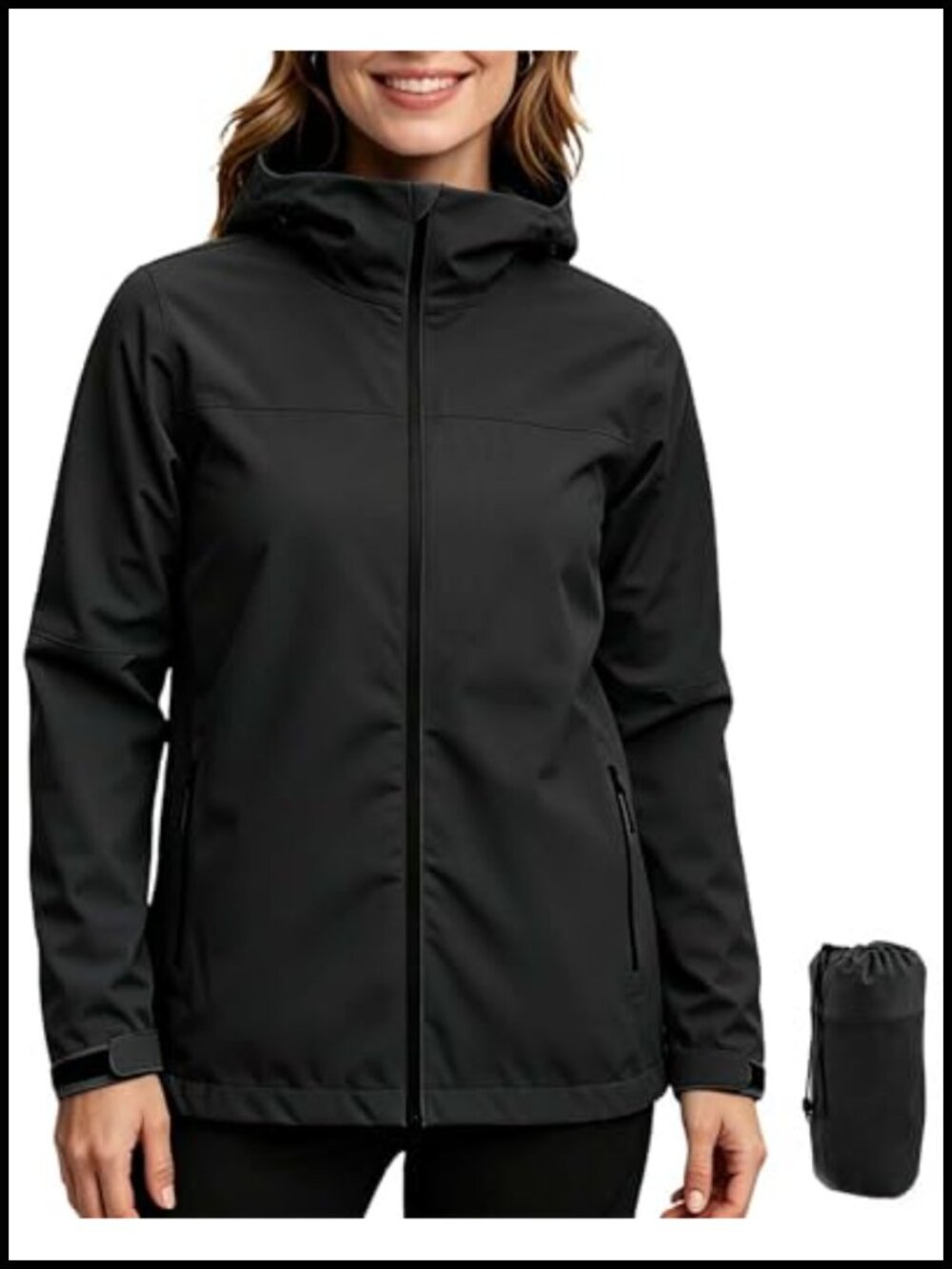 Waterproof Rain Jacket Windbreaker Hood Lightweight Packable